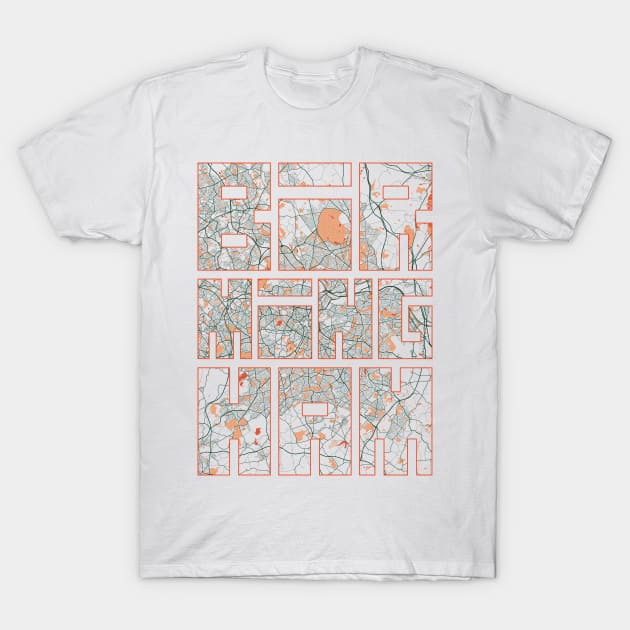 Birmingham, West Midlands, England City Map Typography - Bohemian T-Shirt by deMAP Studio